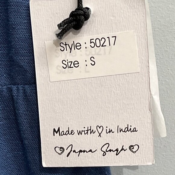 Japna Jumpsuit Womens S Blue‎ Linen Blend Wide Leg Tie Open Back Coastal Beachy - Picture 5 of 11